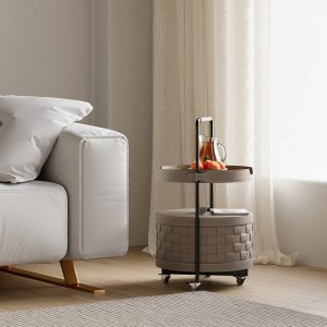 Modern 2-Tier End Side Table with Wheels & Tray Top - Model: 3552