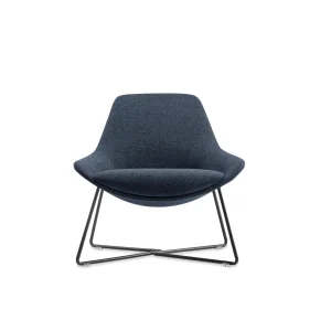 Luite Cross Lounge Chair with Metal Legs - Navy Blue