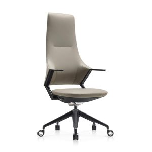High Back White Leather Executive Chair with Metal Armrest (FK011A-2-ND9715)